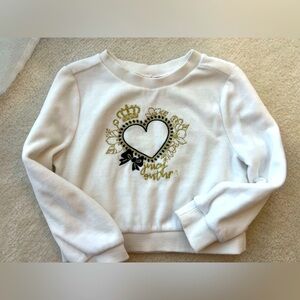 Juicy Couture Baby Girl White Sweatshirt with Gold Heart Embroidery
